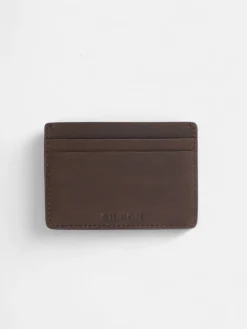 Silbon Pequeña Marroquinería·Carteras Y Tarjeteros-Tarjetero piel tejido cuadros Marron