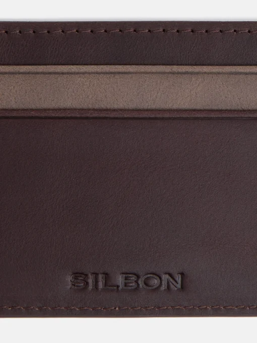 Silbon Pequeña Marroquinería·Carteras Y Tarjeteros-Tarjetero piel tricolor Marrón