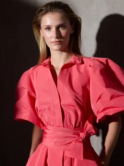 Silbon Vestidos, Monos Y Faldas-Vestido CaprileX camisero tafeta Rojo