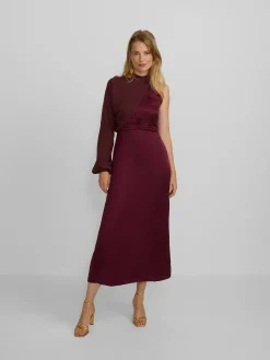 Silbon Vestidos, Monos Y Faldas-Vestido largo capa satinado Burdeos