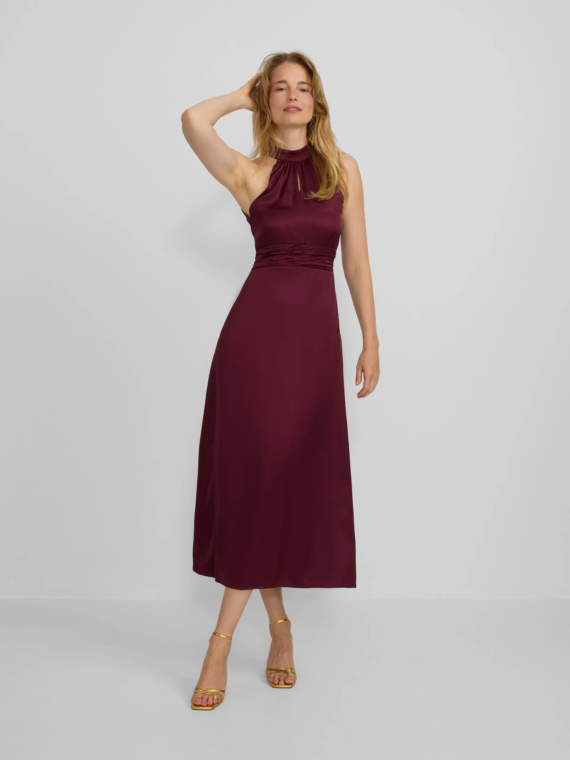 Silbon Vestidos, Monos Y Faldas-Vestido largo capa satinado Burdeos