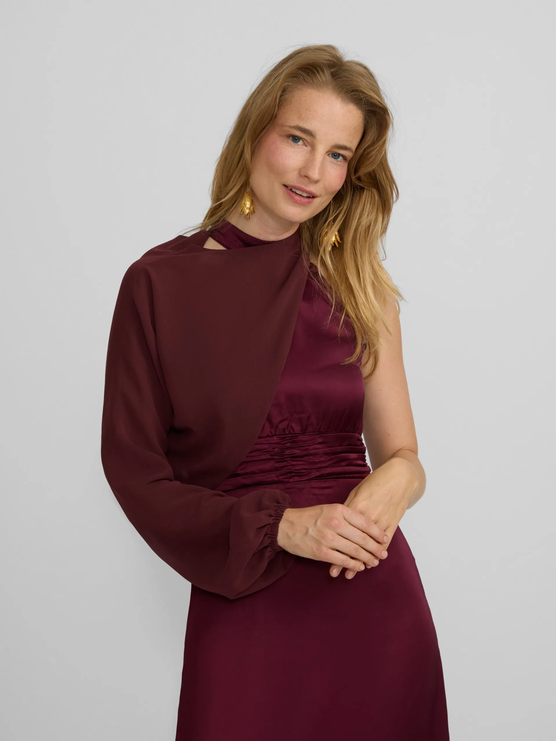 Silbon Vestidos, Monos Y Faldas-Vestido largo capa satinado Burdeos