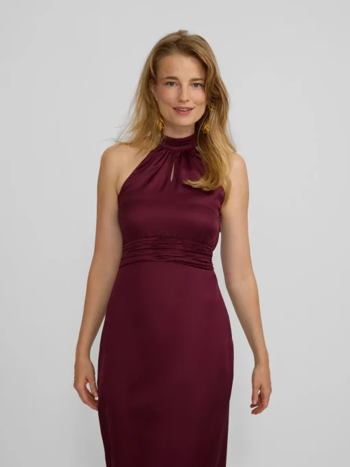 Silbon Vestidos, Monos Y Faldas-Vestido largo capa satinado Burdeos