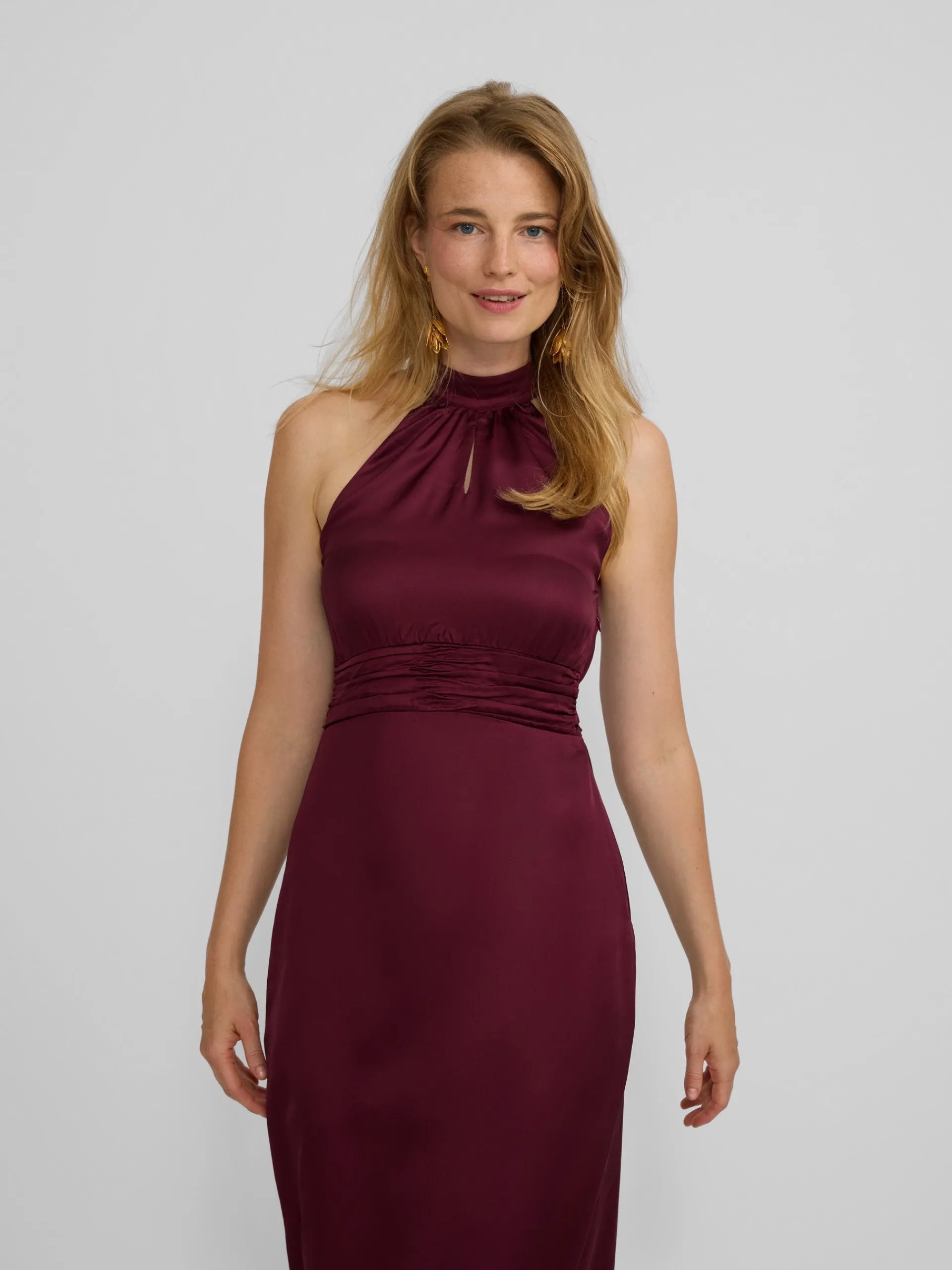 Silbon Vestidos, Monos Y Faldas-Vestido largo capa satinado Burdeos