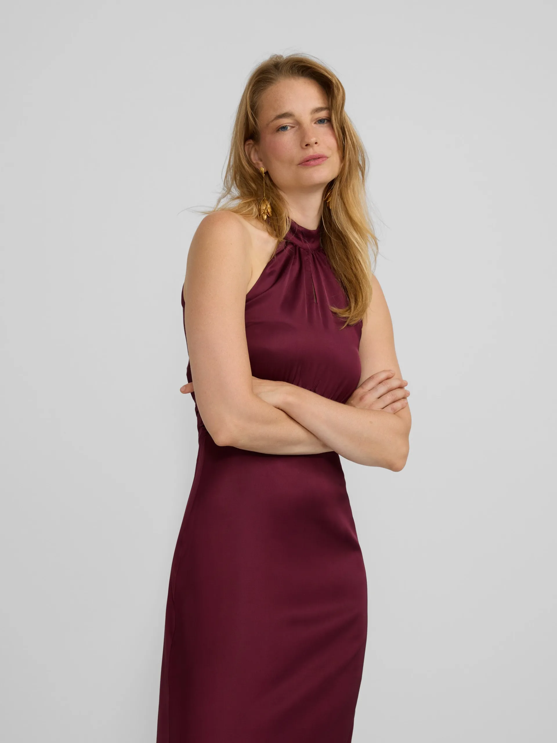 Silbon Vestidos, Monos Y Faldas-Vestido largo capa satinado Burdeos