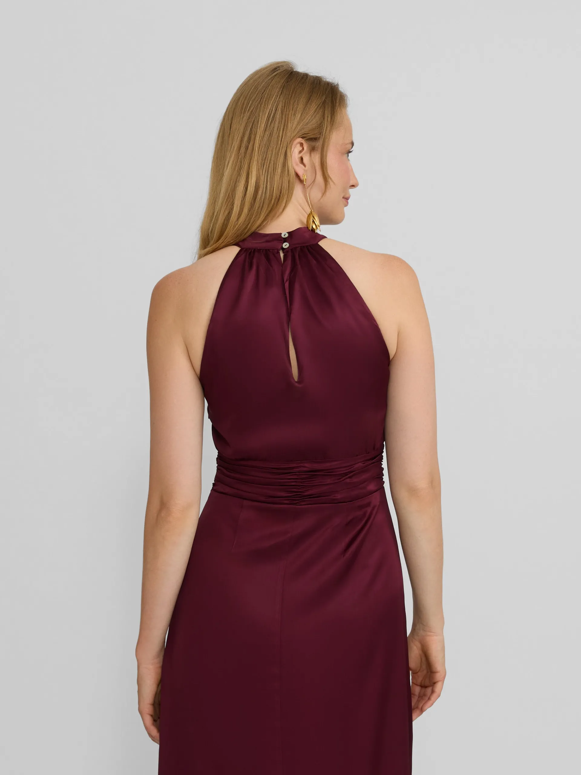 Silbon Vestidos, Monos Y Faldas-Vestido largo capa satinado Burdeos