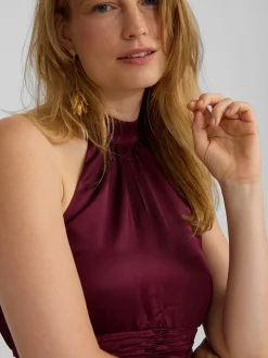 Silbon Vestidos, Monos Y Faldas-Vestido largo capa satinado Burdeos
