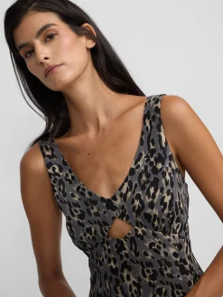 Silbon Vestidos, Monos Y Faldas-Vestido largo estampado animal print azules Gris