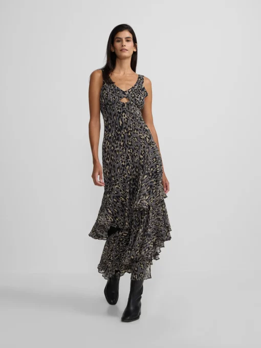 Silbon Vestidos, Monos Y Faldas-Vestido largo estampado animal print azules Gris