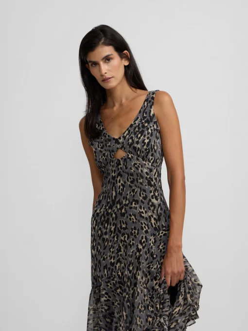 Silbon Vestidos, Monos Y Faldas-Vestido largo estampado animal print azules Gris