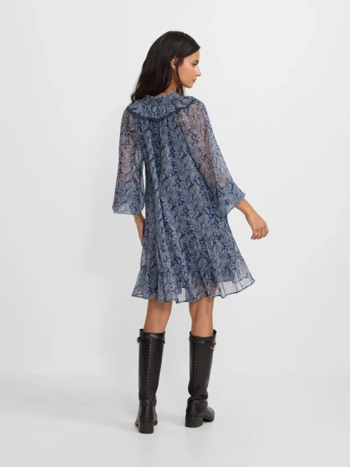 Silbon Vestidos, Monos Y Faldas-Vestido mini chorreras estampado Azul