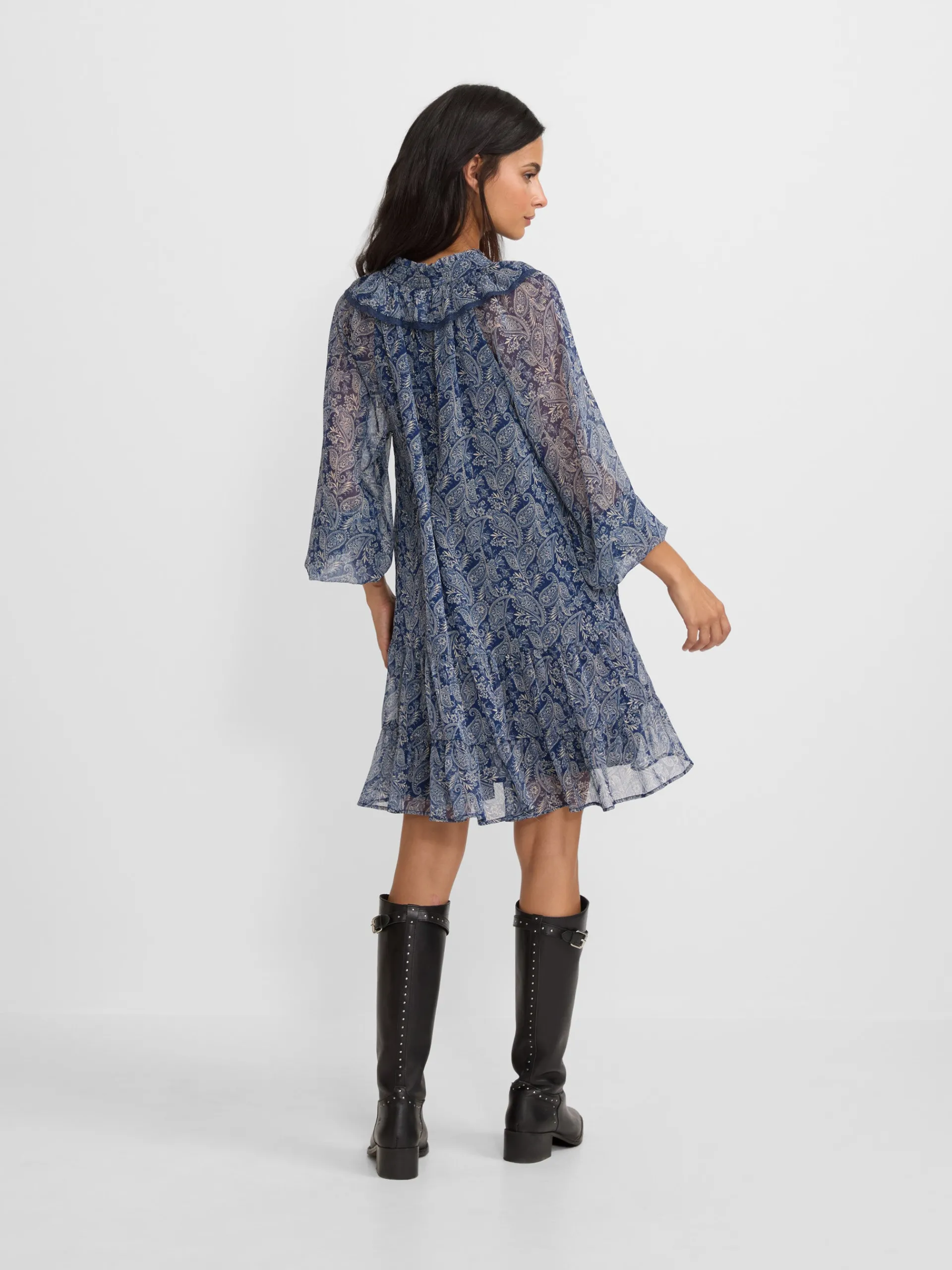 Silbon Vestidos, Monos Y Faldas-Vestido mini chorreras estampado Azul