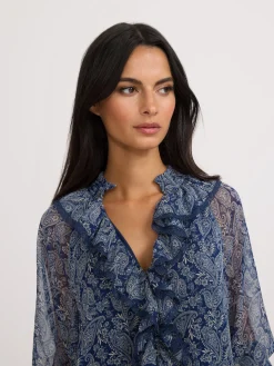 Silbon Vestidos, Monos Y Faldas-Vestido mini chorreras estampado Azul