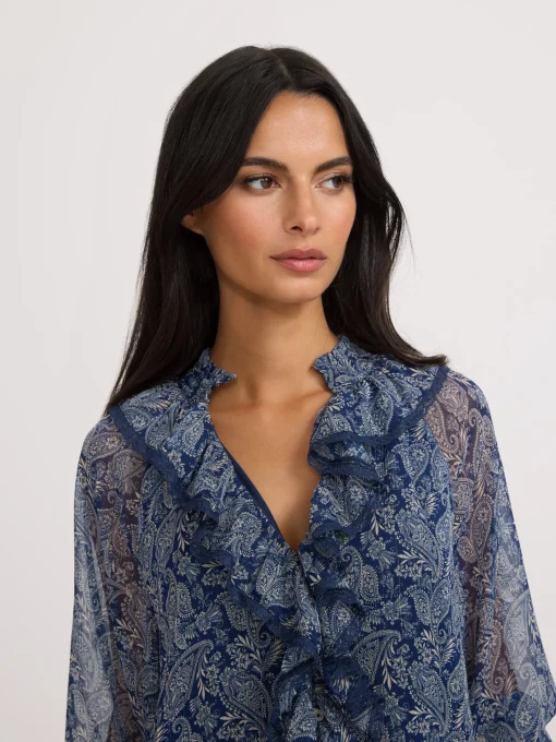 Silbon Vestidos, Monos Y Faldas-Vestido mini chorreras estampado Azul