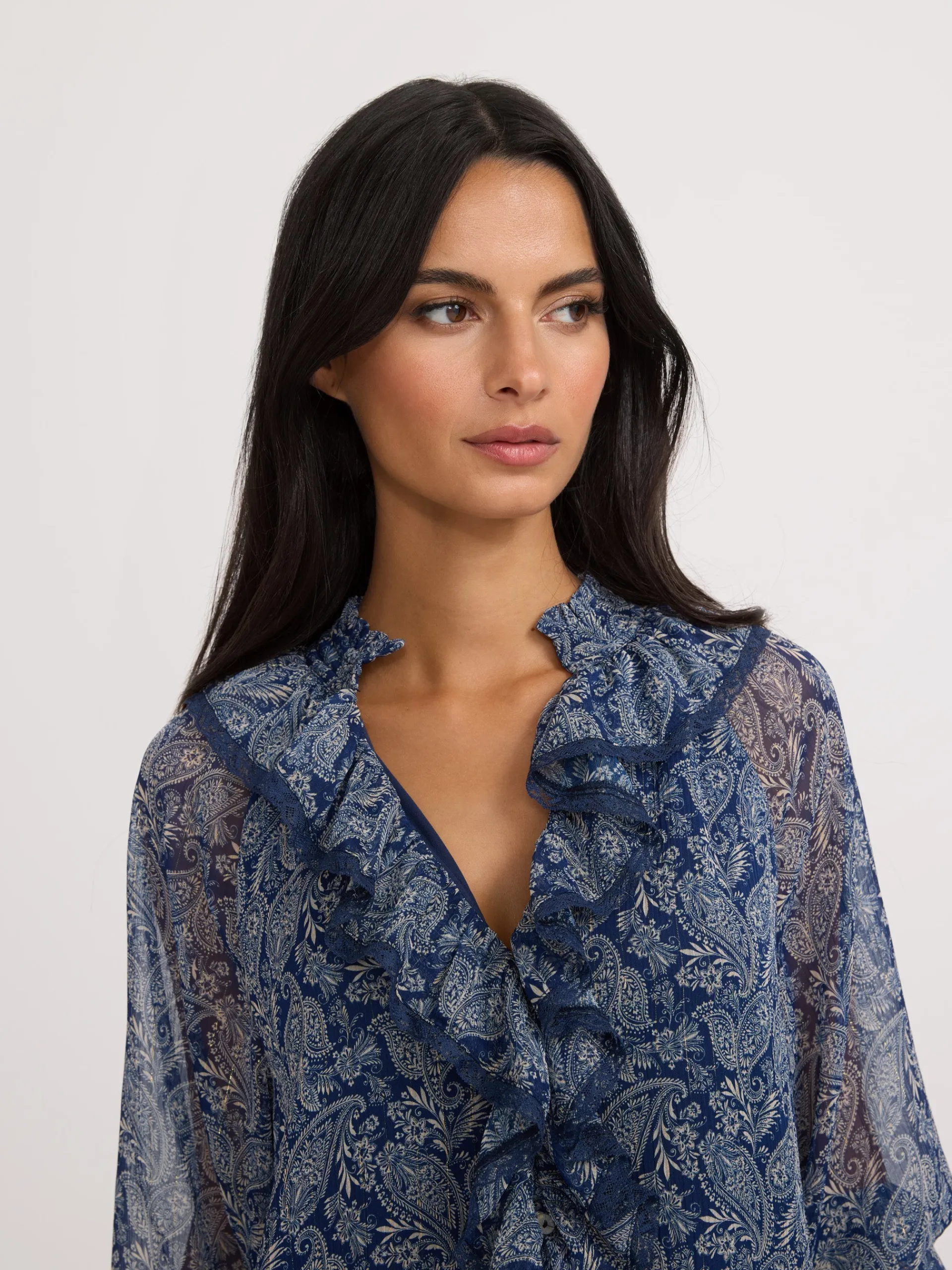 Silbon Vestidos, Monos Y Faldas-Vestido mini chorreras estampado Azul