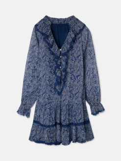 Silbon Vestidos, Monos Y Faldas-Vestido mini chorreras estampado Azul
