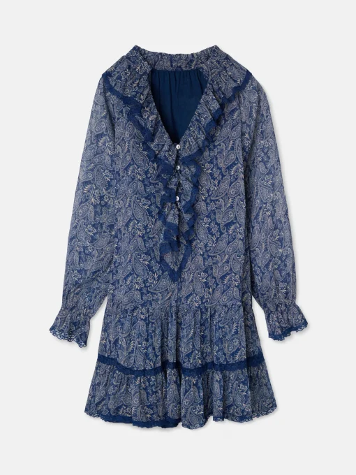 Silbon Vestidos, Monos Y Faldas-Vestido mini chorreras estampado Azul