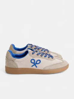Silbon Calzado-Zapatilla raqueta beige y Azul