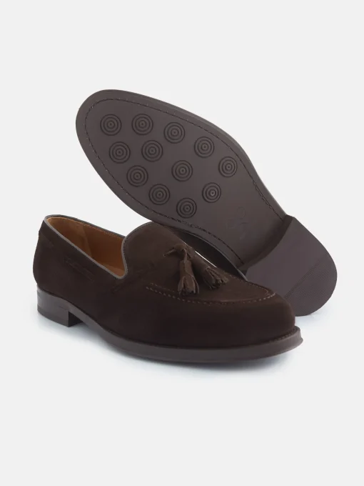Silbon Zapatos-Zapato clasico borlas ante marron oscuro Marron oscuro
