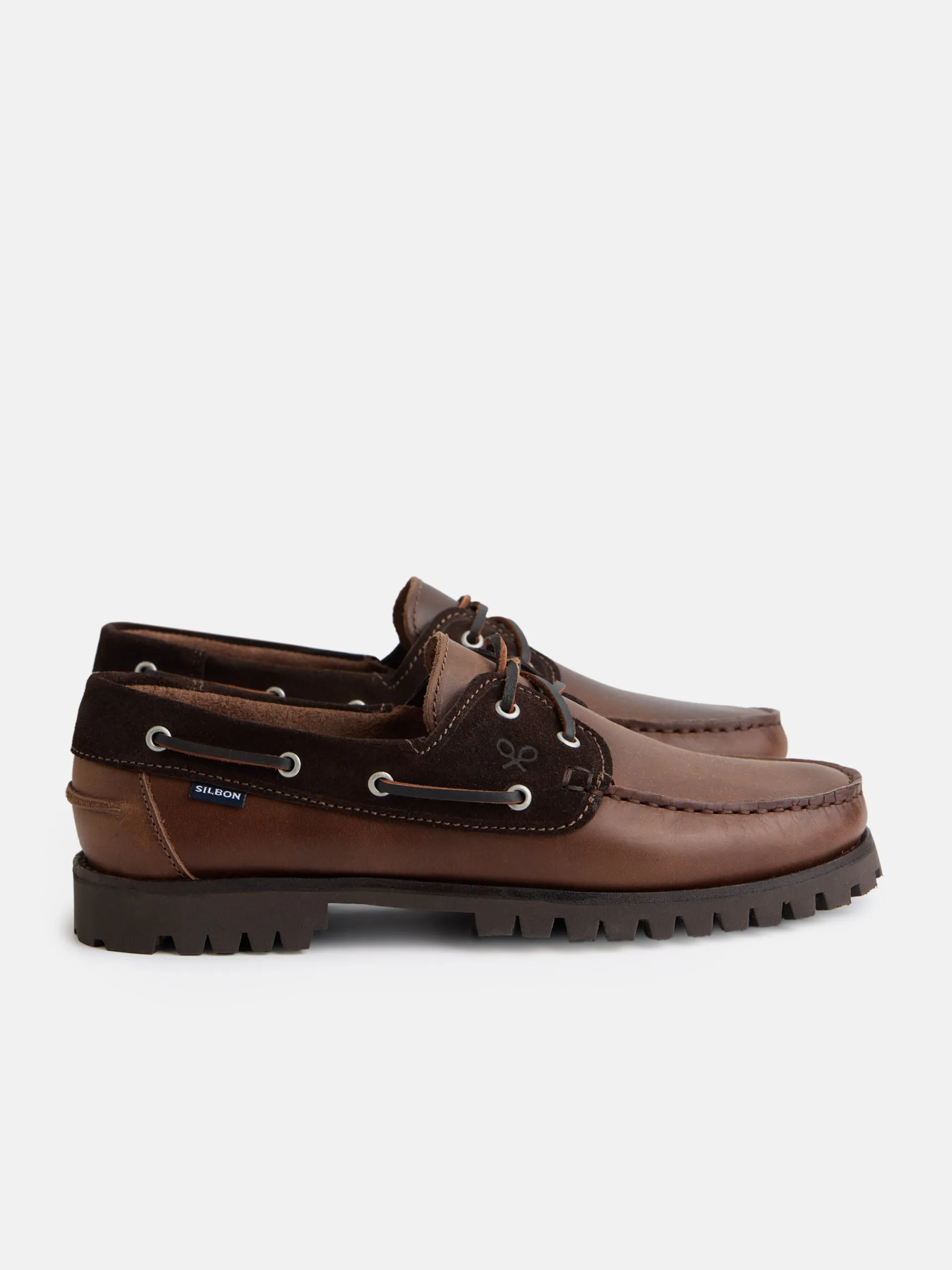 Silbon Zapatos-Zapato sport nautico combinado marron oscuro Marron oscuro