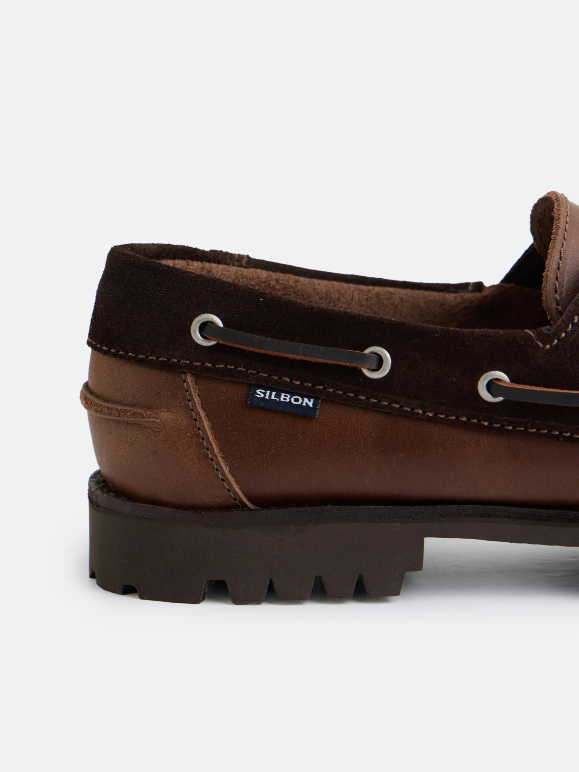 Silbon Zapatos-Zapato sport nautico combinado marron oscuro Marron oscuro