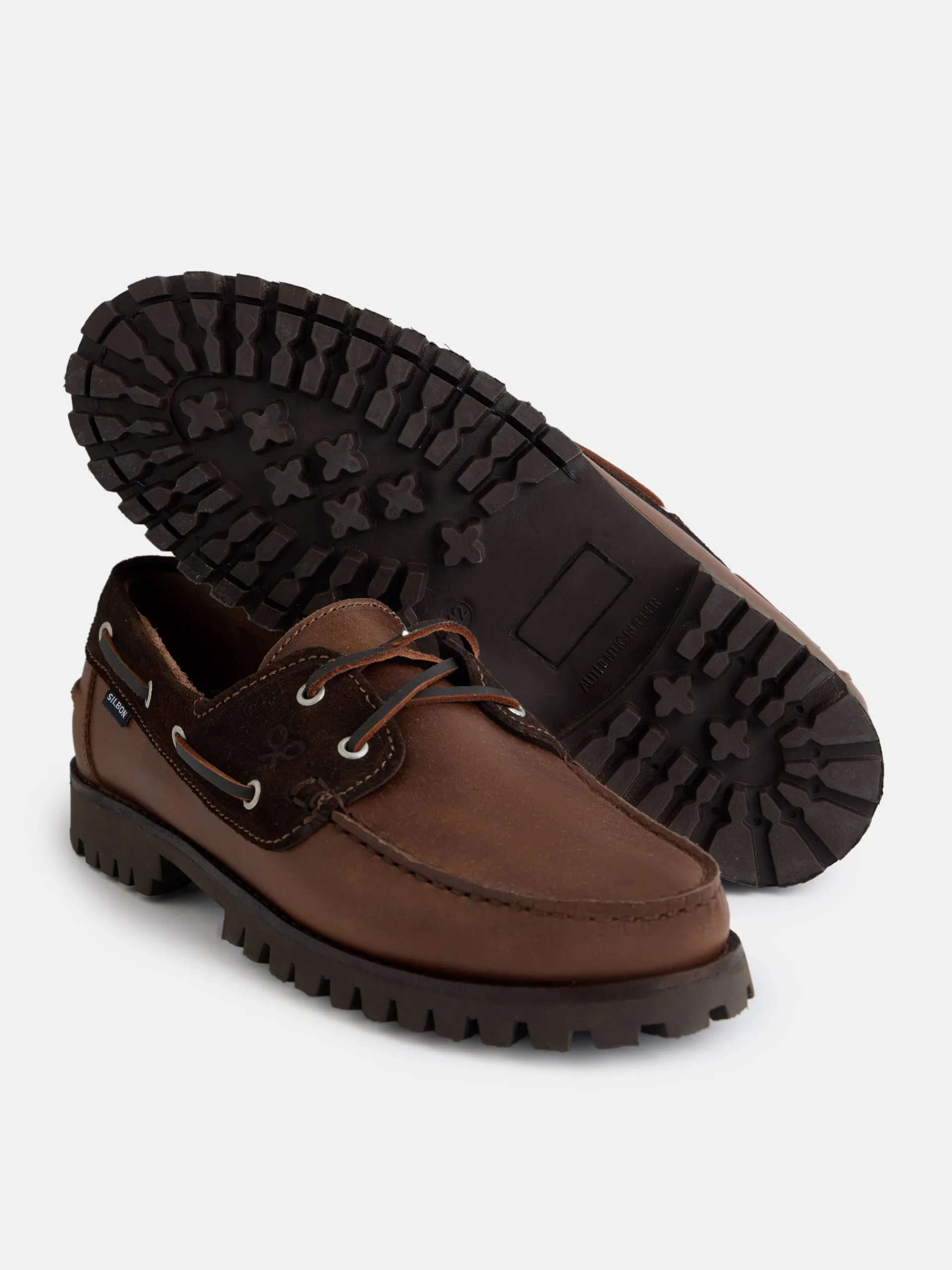 Silbon Zapatos-Zapato sport nautico combinado marron oscuro Marron oscuro